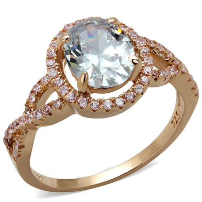 Rose Gold Halo CZ Ring